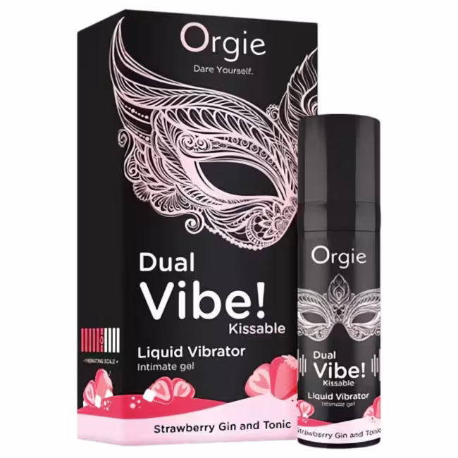 Orgie Dual Vibe - unisex tekutý vibrátor - jahoda - gin tonic (15 ml)