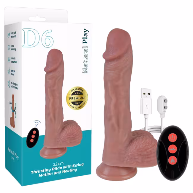 Erospace Natural Play - realistický prirážajúci a rotačný vibrátor (telovej farby)