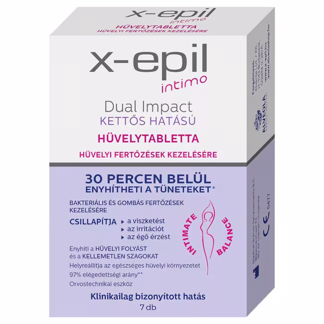 X-Epil Intimo Dual Impact - vaginálna tableta - dvojitý účinok - 7 ks