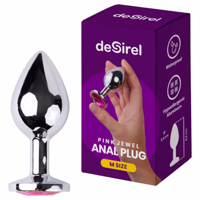 Desirel - análny kolík - šperk ružový stredný - strieborná/ružová