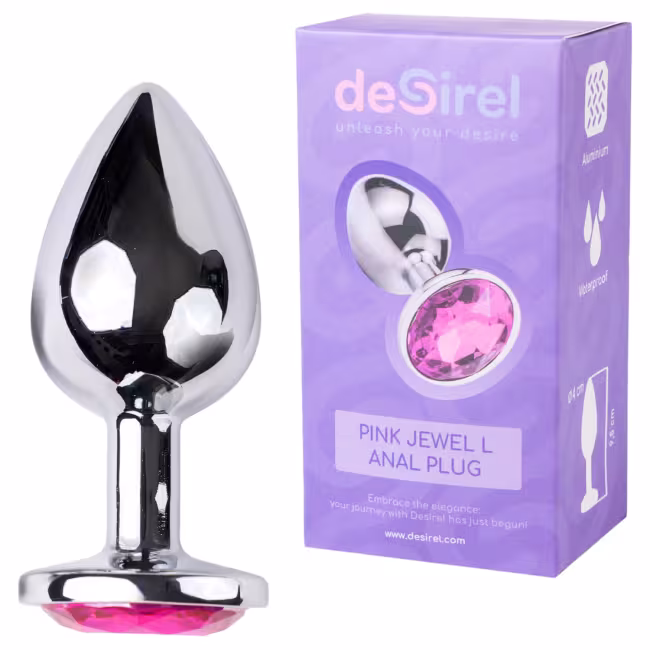 Desirel - análny kolík - ružový klenot L - strieborná/ružová