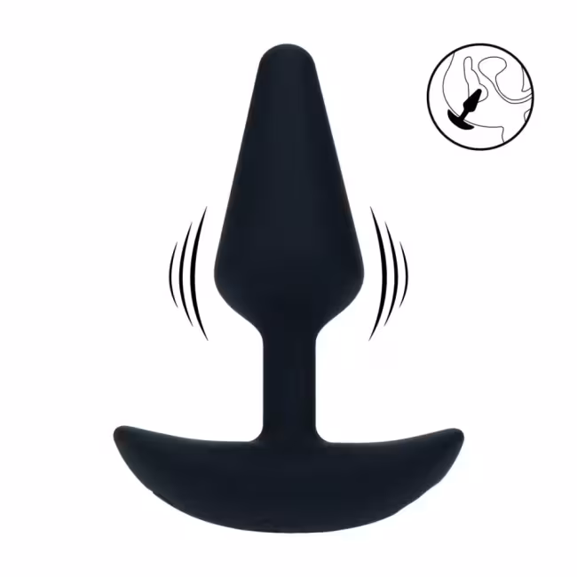 Classic Vibrating Silicone Anal Plug - S - Black