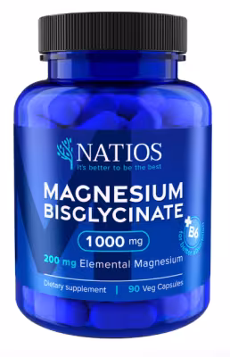 Natios Magnesium Bisglycinate 1000 mg + B6 90 veg. kapsúl elom. horčík 200 mg