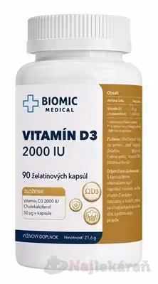 BIOMIC Vitamín D3 2000 IU 90 želatínových kapsúl
