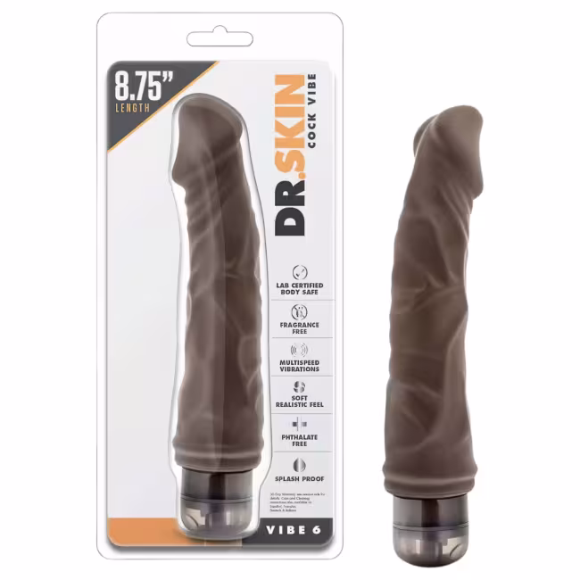 Dr. Skin Vibe No.6 - realistický vibrátor - hnedý