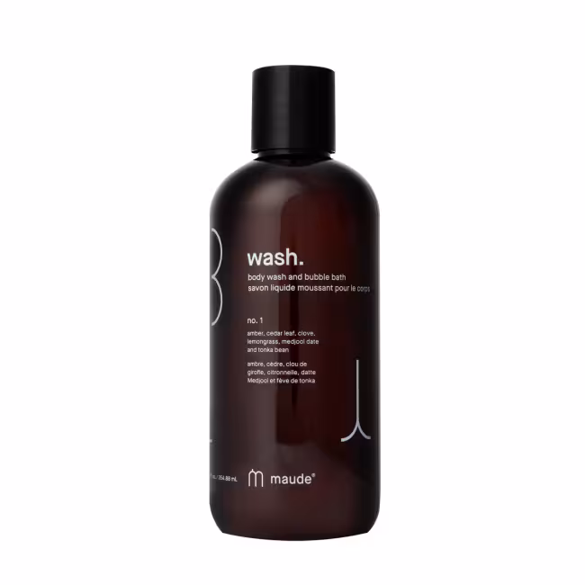 Telový umývací gél a kúpeľová pena Maude WASH no.1 amber, cedar leaf & lemongrass 355 ml