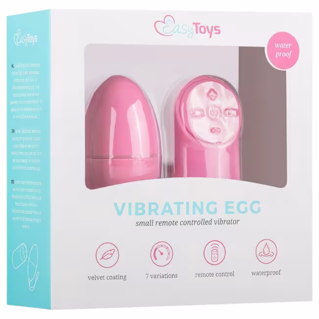 Easytoys - vibračné vajíčko s diaľkovým ovládaním - 7 režimov - ružové