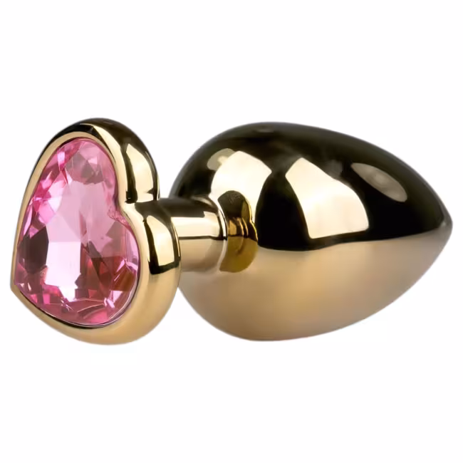 EasyToys Metal No.8 - análny kolík so srdiečkovou základňou (zlatá-ružová, 3,5 cm)