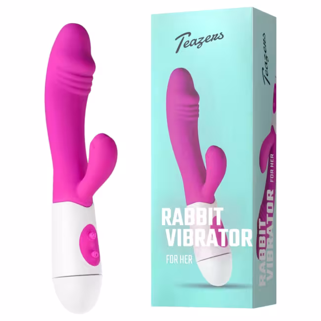Teazers - realistický vibrátor s páčkou na klitoris (ružový)