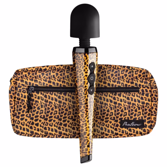 Panthra Shaka Wand - masážny vibrátor - dobíjací - leopardia čierna