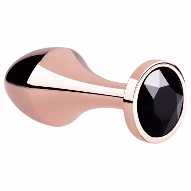 Rosy Gold - análny kolík - s čiernym kamienkom - rosegold