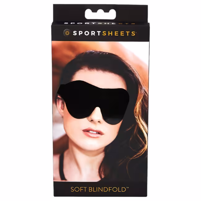 Sportsheets - mäkká očná maska - elastická gumička - čierna