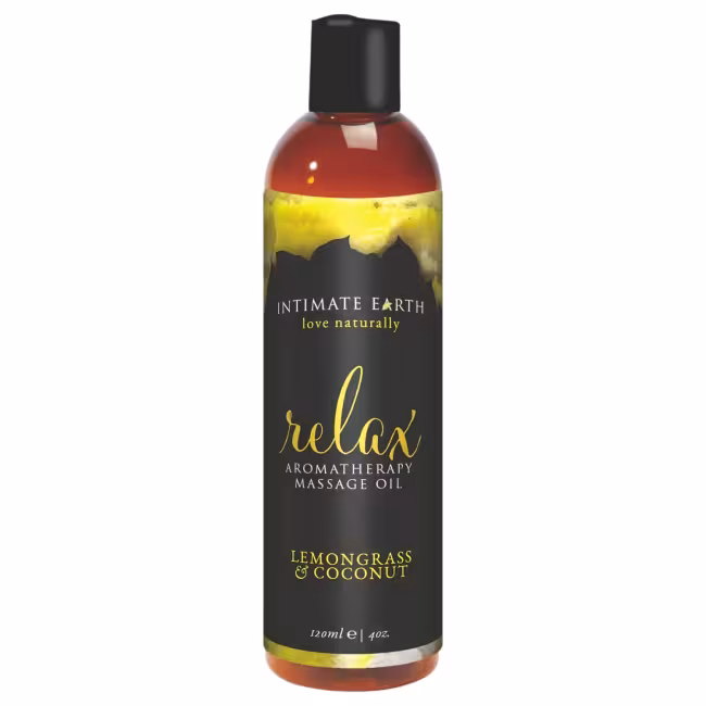 Intimate Earth Relax - masážny olej - citrónová tráva a kokos - 120ml