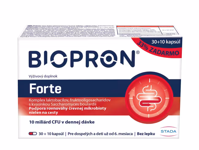 Biopron Forte probiotiká + prebiotiká na cesty alebo pri hnačke 30+10 toboliek