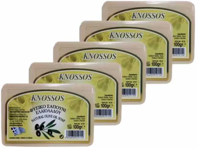 KNOSSOS Grécke olivové mydlo prírodné biele 100 g, 5 ks
