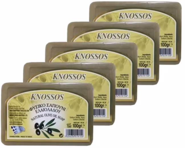 KNOSSOS Grécke olivové mydlo prírodné zelené 100 g, 5 ks