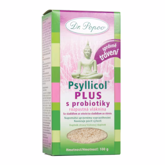 Dr. Popov Psyllicol Plus s probiotikami rozpustná vláknina Jahoda 100 g