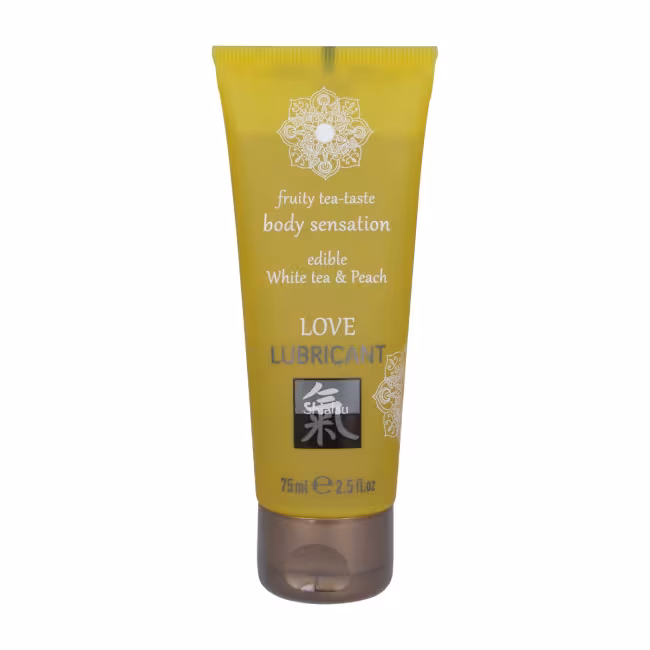 Lubrikačný gél HOT Shiatsu Love White Tea & Peach jedlý 75 ml