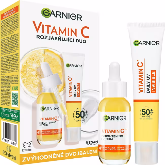 GARNIER Vitamin C Serum + Daily Uv Fluid duopack, 1 ks
