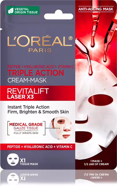 L'ORÉAL PARIS Revitalift Laser X3 Pleťová maska proti starnutiu s trojitým účinkom 28 g