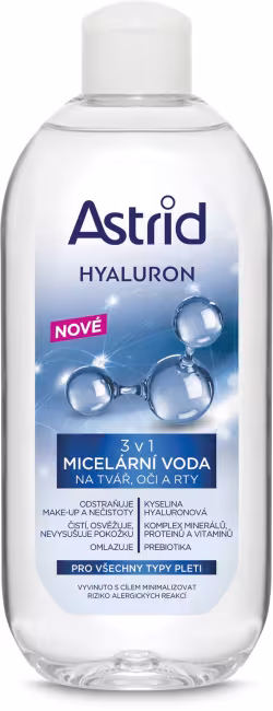 ASTRID Hyaluron Micelárna voda 3 v 1 na tvár, oči a ústa 400 ml