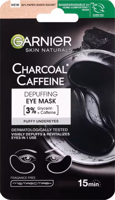 GARNIER Skin Naturals Charcoal Caffeine Depuffing Eye Mask 5 g