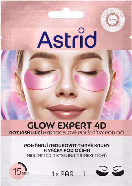 ASTRID Glow Expert Hydrogélové vankúšiky pod oči s niacínamidom a kyselinou tranexamovou 1 ks