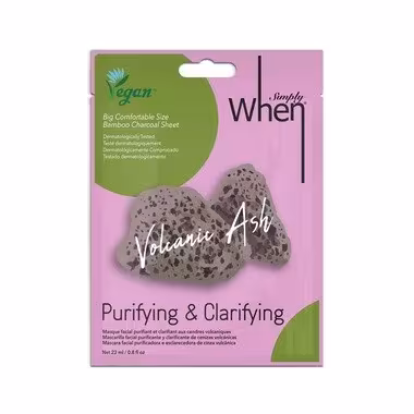 WHEN SIMPLY VEGAN VOLCANIC ASH PURIFYING & CLARIFYING SHEET MASK Čistiaca maska s bambusovým uhlím