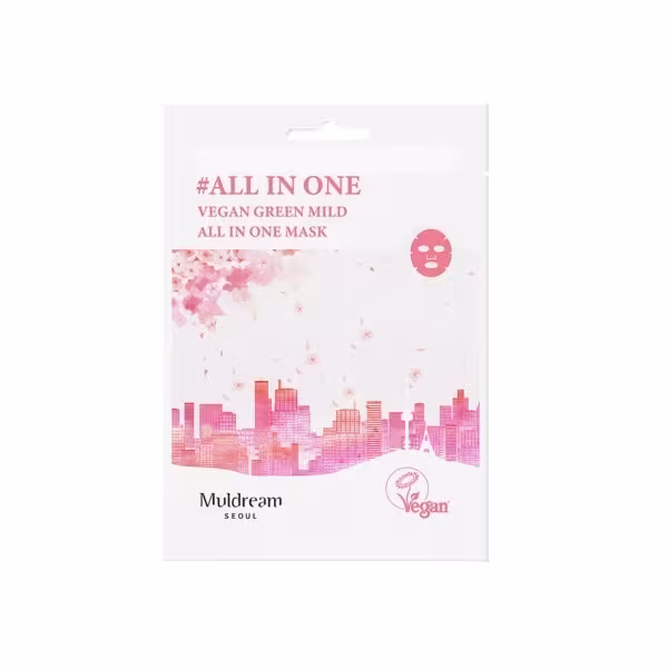 MULDREAM VEGAN GREEN MILD ALL IN ONE MASK Pleťová maska s trojitým účinkom