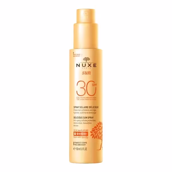 Nuxe SUN Jemný opaľovací sprej na tvár a telo s vysokou ochranou SPF 30