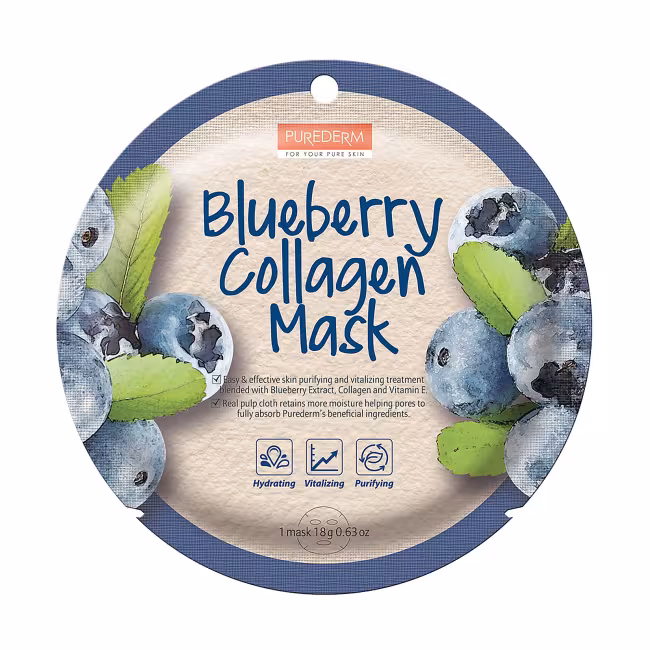PUREDERM BLUEBERRY COLLAGEN MASK Kolagénová pleťová maska