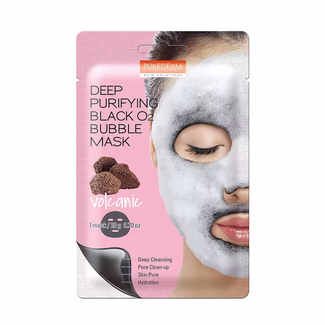 PUREDERM DEEP PURIFYING BLACK O2 BUBBLE MASK VOLCANIC Pleťová maska