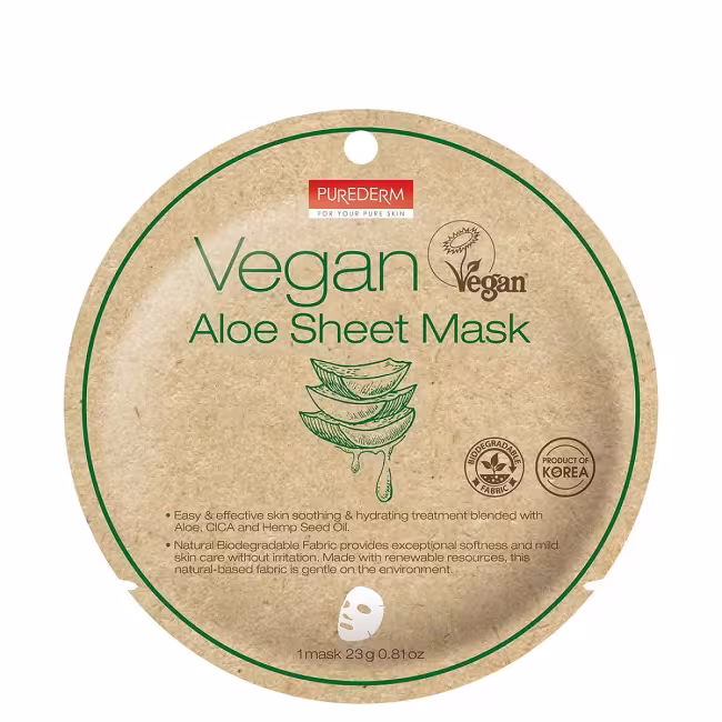 PUREDERM VEGAN ALOE SHEET MASK Vegánska pleťová maska