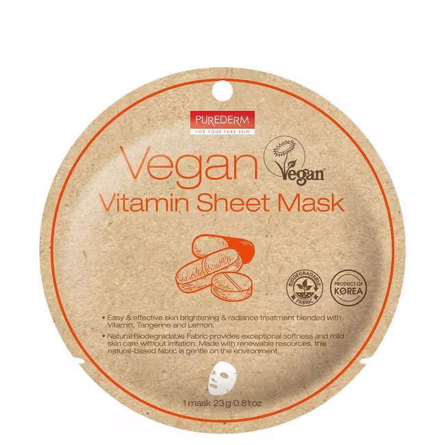 PUREDERM VEGAN VITAMIN SHEET MASK Vegánska pleťová maska