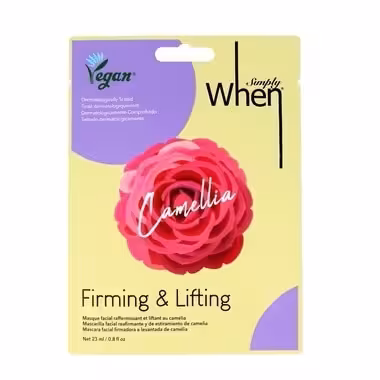 WHEN SIMPLY VEGAN CAMELLIA FIRMING & LIFTING SHEET MASK Spevňujúca a liftingová pleťová maska