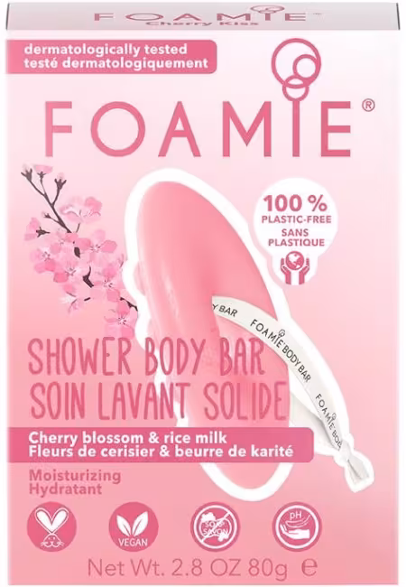 FOAMIE Shower Body Bar Cherry Kiss With Cherry Blossom and Rice Milk 80 g