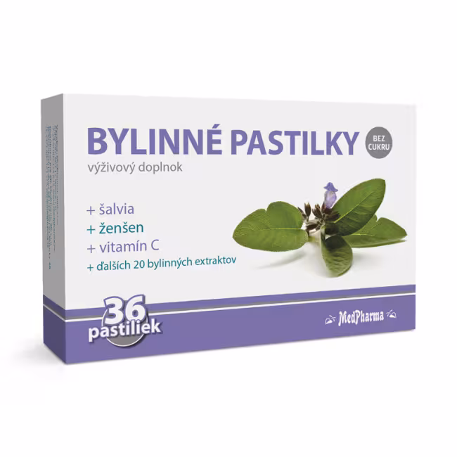 MedPharma Bylinné pastilky bez cukru s islandským lišajníkom 36 pastiliek