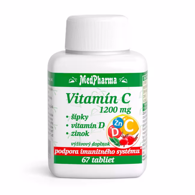 MedPharma Vitamín C 1200 mg se šípky + Vitamín D + Zinok 67 tabliet