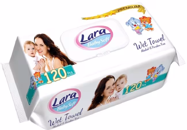 Lara vlhčené obrúsky 120 ks, klips Premium