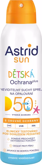ASTRID SUN Detský neviditeľný suchý sprej na opaľovanie SPF 50 150 ml
