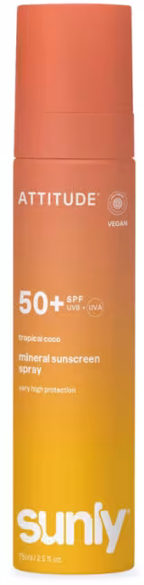 ATTITUDE Mineral Sunscreen Spray Sunly SPF 50+ Tropical Coco 75 ml