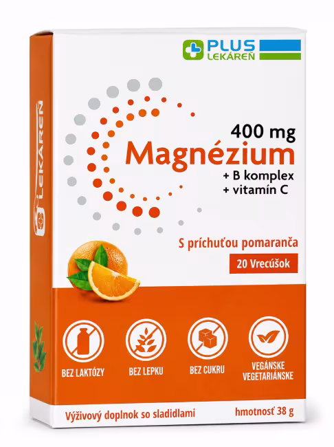 Plus Lekáreň Magnézium 400 mg+B komplex+vitamín C pomaranč 20 ks