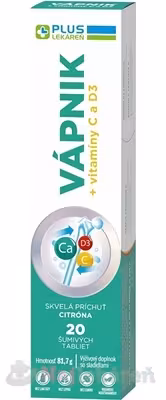 Plus Lekáreň Vápnik+Vitamín C+D3 20 šumivých tabliet
