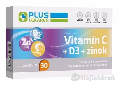 Plus Lekáreň Vitamín C + D3 + zinok 30 tabliet
