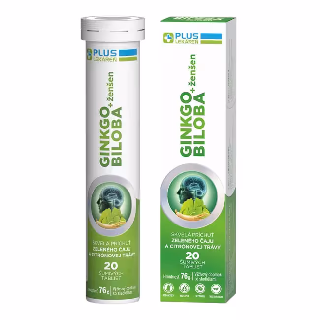 Vitar Plus Lekáreň Ginkgo Biloba + ženšen šumivé 20 tabliet