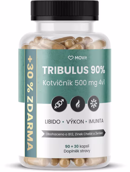 Movit Energy TRIBULUS 90 % – Kotvičník, 500 mg, 4 v 1, 90 + 30 kapsúl