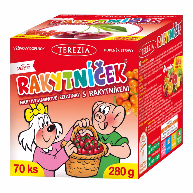 Terezia Company Rakytníček multiVitamínové želatínky s rakytníkom príchuť višňa 70 ks