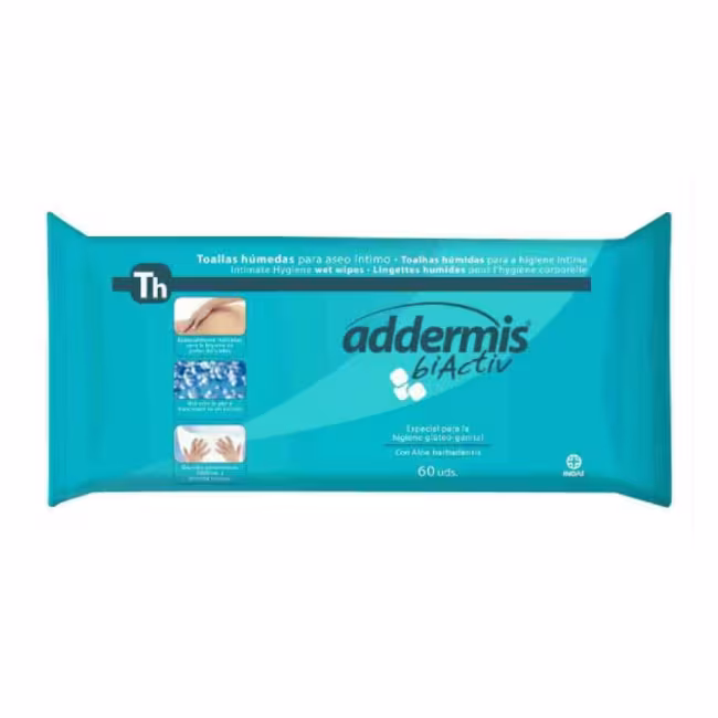ADDERMIS biActiv Th Vlhčené utierky Aloe 60 kusov