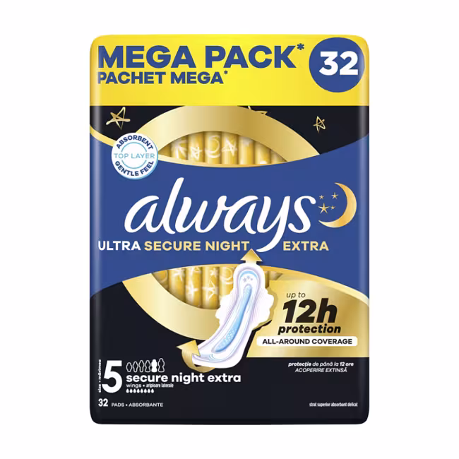 ALWAYS Secure Night Ultra Hygienické vložky Extra 32 kusov