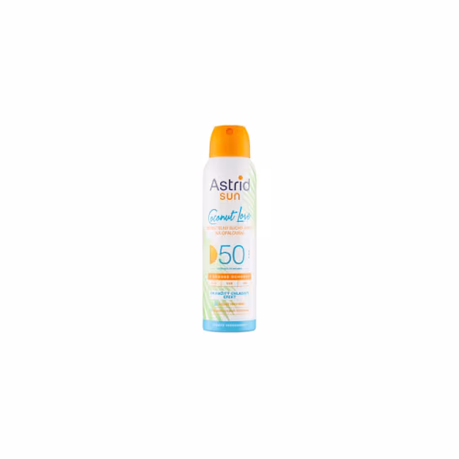 ASTRID Neviditeľný suchý sprej na opaľovanie OF 50 Coconut Love 150 ml